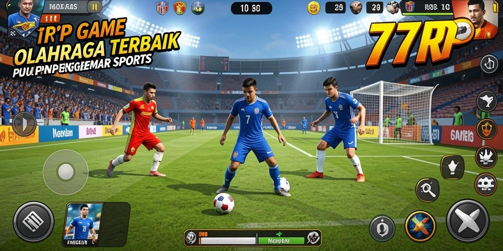 Screenshot utama 77RP menampilkan aksi seru dalam pertandingan olahraga.