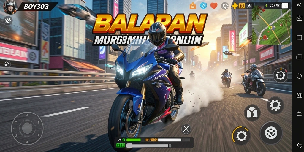 Tampilan menarik dari gameplay balapan motor di BOY303.