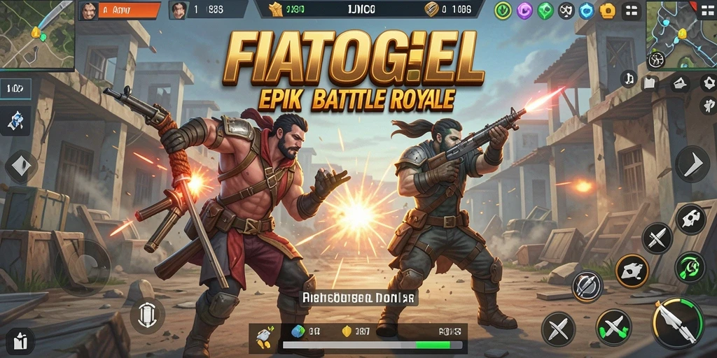 Tampilan seru dan mendebarkan dari gameplay FIATOGEL Battle Royale.