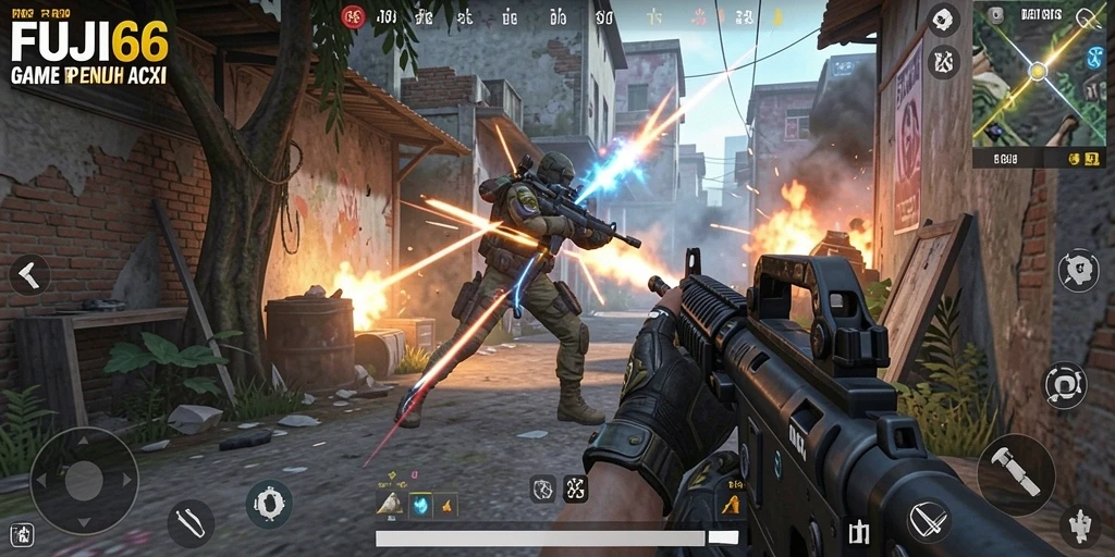 Screenshot gameplay FUJI66 menampilkan aksi tembak-menembak yang seru.