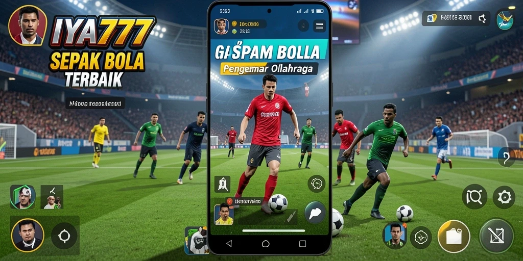 Tampilan gameplay IYA777 dengan aksi sepak bola mendebarkan.
