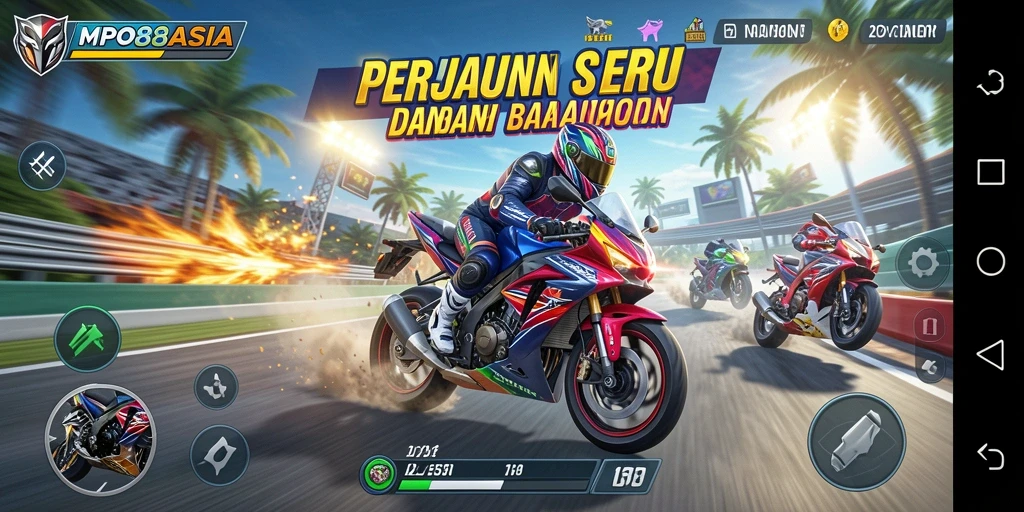 Gameplay seru dalam balapan motor di MPO88ASIA.