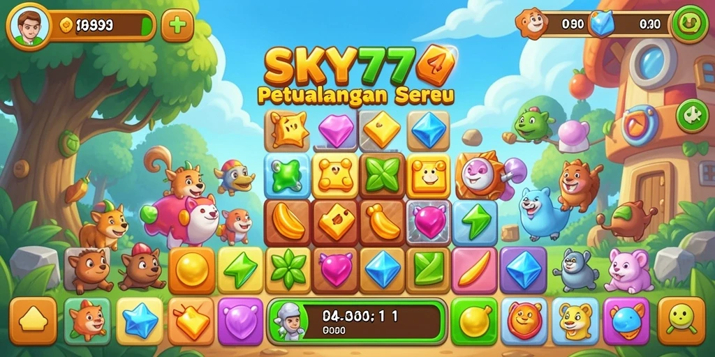 Tampilan gameplay seru di SKY77 dengan tantangan Match-3.
