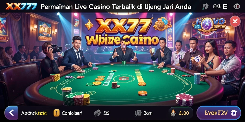 Tampilan menarik permainan Live Casino XXX777 dengan dealer langsung.