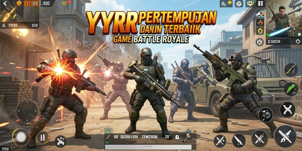 Tampilan gameplay YYRR yang menegangkan di medan perang Battle Royale.